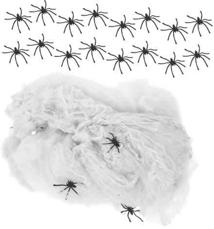 Alipis 4 Paquetes Decoraciones de Telarañas de Araña para Halloween Algodón de Araña Elástico Blanco Decoración Flexible y Reutilizable para Fiestas de Interior y Exterior