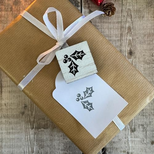 Christmas Holly Rubber Stamp – Holiday Crafting, Card Making, Scrapbooking, DIY Festive Projects