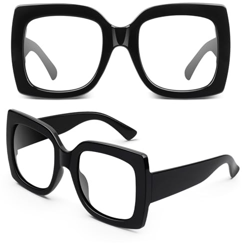 GQUEEN Fausse Lunette de Vue Femme Homme Surdimensionnées Carrée Épaisse Rétro Montures Verres Transparents UV400