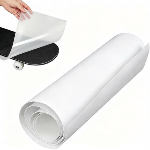 MechKit Skateboard Grip Tape Transparent Skateboard Sandpaper, 33x9 Inch Anti Slip Oiliness Sandpaper for Longboarding