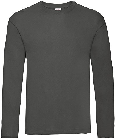 Fruit of the Loom Mens Valueweight Crew Neck Long Sleeve T-Shirt (XL) (Light Graphite)