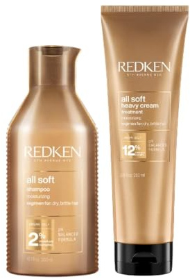 Redken, Pack Champú + Mascarilla Hidratante para cabellos deshidratados y frágiles, All Soft, Champú 300 ml + Mascarilla, 250 ml