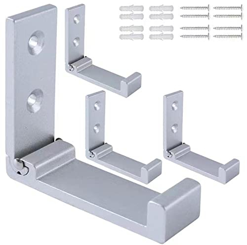 lakigoes Klappbare Haken 4Pcs, Kopfhörer Halter,Kopfhörer Wandhalterung,Faltbare Wandhaken,Faltbare Kleiderhaken,Wand Aluminium Kleiderhaken Klappbar Für Garderobe Badezimmer Küchen 15 Kg Tragkraft