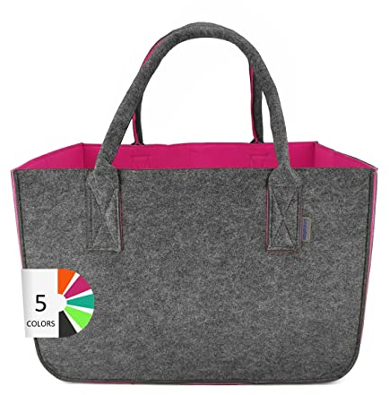 LEVIATAN Feutre Shopper | Grand 30 Litres | Multifonctionnel | Sac à Provisions XXL | Pliable Panier | Bois de Chauffage | Vêtements | Jouets | Framboise, XL, (111004)