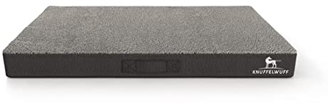 Knuffelwuff orthopädische Hundematte Ellenie aus Teddymaterial und Velours 79 x 60cm Grau - rutschfeste Unterboden - leicht zu reinigen - für große, mittelgroße und kleine Hunde
