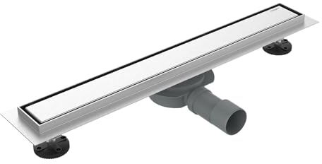 Ibergrif Edelstahl Duschrinne 70 cm Komplettset, Bodenablauf, Siphon mit Geruchsstop, Haarsieb, Befliesbar, Extra flach, Schnelle Drainage