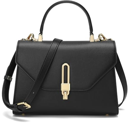 quipuda Handtasche Damen,Umhängetasche Damen, Leder Crossbody Bag,3 Fächer,Kommt mit abnehmbarem Schultergurt (Schwarz)