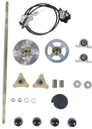 VGEBY Kit D'essieu Arrière en Direct Go Kart 29 Pouces, Pignons de Chaîne en Métal Go Kart, Ensemble D'étrier de Disque de Frein pour Quads ATV 50cc 70cc 90cc