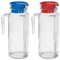 Tradineur - Pack de 2 Jarras de cristal modelo frigo - Capacidad de 1 litro - Recipiente para almacenar y servir toda clase de bebidas - 23,5 x 8,3 x 12 cm - Tapa Color Aleatorio