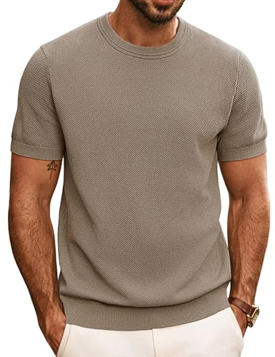 PJ PAUL JONES Casual T-tröjor för män klassiska kortärmad stickade t-shirts rund hals solida t-shirts | Stickat tyg | andas | S-3XL | mycket elastisk | elegant