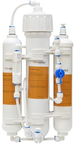 Filterelated 3-stufige Osmoseanlage Aquarium mit Spülventil Umkehrosmoseanlage RO 100 GPD für Fischbecken, Riffaquarien & Wasserlebewesen, entfernt Chlorine, Sediment, Heavy Metals