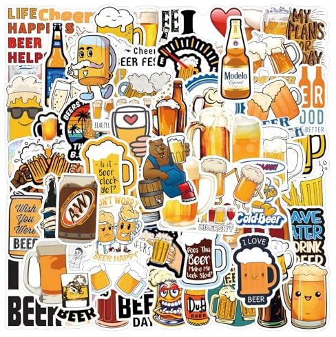 kaensc 100 adesivi a tema birra per adolescenti, bambini, adulti, divertenti adesivi a fumetti birra impermeabili per borsa laptop, skateboard, computer, telefono, bottiglie d'acqua, motociclette