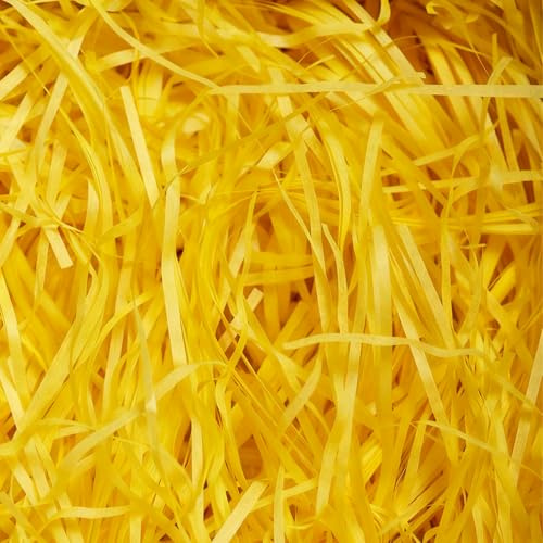 100g Yellow Shredded Tissue Paper for Gift Boxes, Hampers and Gift Bags | Ideal Hamper Filling Gift Packaging Filler Suitable Birthday Anniversary Wedding Easter Baby Shower Christmas Housewarming