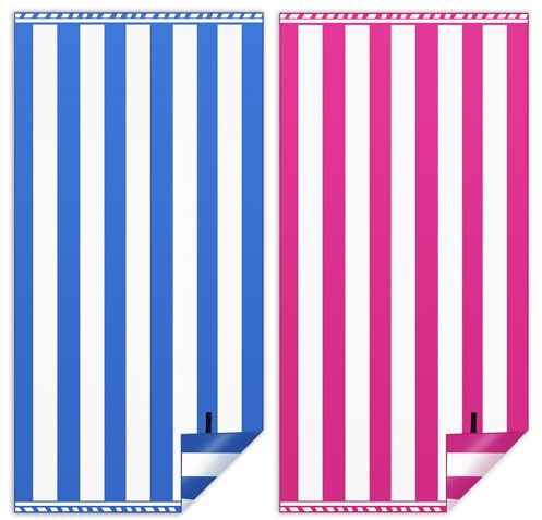 Toalla Playa XXL Juego de 2-90 X 180 cm (Azul Oscuro + Rojo Rosa)