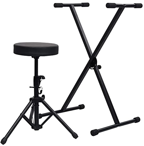 Genérico Set de Soporte para Teclado y Taburete Negro,Arte y Ocio,Hobbies y Artes Creativas,Accesorios para Instrumentos Musicales y de Orquesta,Banquetas y taburetes,70095