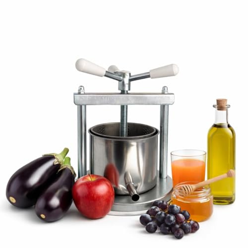 Torchio Manuale Acciaio inox 430 Made in italy Pressa Manuale Torchietto Premitutto Spremitutto Spremiagrumi Manuale Adatto per Melanzane Uva Frutta Verdura (Medio)