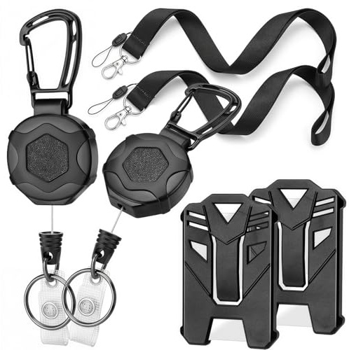 2 Llavero Retractil + 2 Fundas para Documentos + 2 Cordones para Llaves