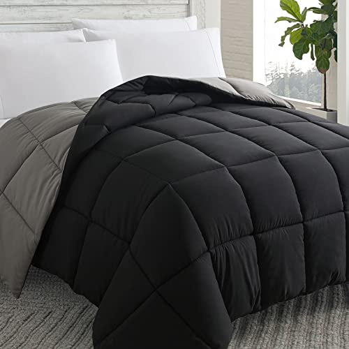 Down Alternative Comforter Black/Grey Queen Size - All Season Duvet Insert