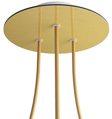 creative cables - Rosone Rose-One Rotondo, Diametro 200 mm con 3 Fori e 4 Fori Laterali - Bianco Opaco, Bianco