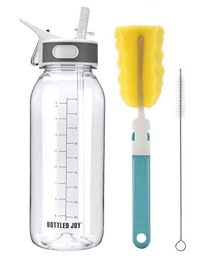 VENNERLI Water Bottle with Straw 1L BPA Free Reusable Tritan Tough Sports Water Bottle with Flip Straw Portable Leak Proof for Adults School Outdoor Work Gym 1litre