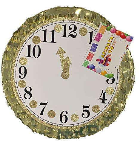 APINATA4U 2025 Farewell & 2026 Happy New Year Countdown Clock Pinata, End of the Year Party Supplies and Decoration, Handmade Black and Gold Glitter Design, New Year's Theme Party Gift and Celebration