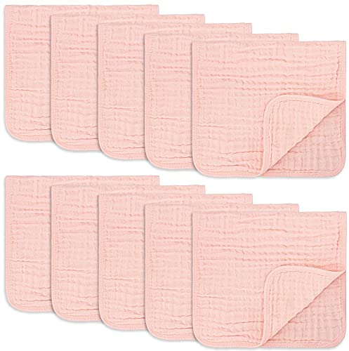 Comfy Cubs Muslin Burp Cloths 50 x 25 cm, Pack of 10 - Large 6-Layer Ultra-Absorbent 100% Cotton for Babies Drool & Messes - Safe & Gentle Baby Burp Cloth Set for Boys & Girls - Lace
