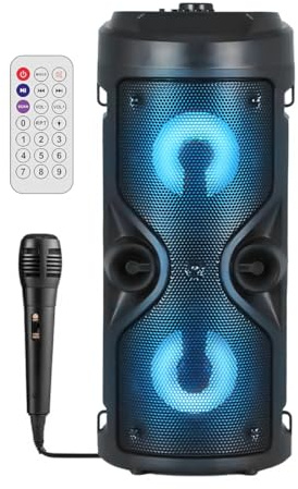 Mediawave Store - Cassa Speaker Altoparlante Bluetooth con Microfono, Cassa per Karaoke con Luce LED Portatile, Speaker con Supporto Bluetooth/USB/TF/AUX e Radio FM