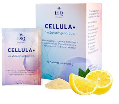 CELLULA+ Kollagen- / Chondroitinkomplex zum Trinken - Collagen Drink mit Hyaluron, Vitamin C & Kurkuma, Nahrungsergänzungsmittel für Haut, Bindegewebe, Gelenke & Knochen mit Anti Aging Effekt