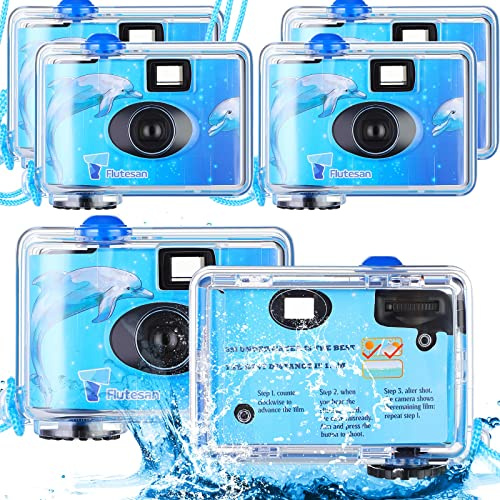 6 Pieces Disposable Camera Waterproof Underwater Single Use Film Cameras 35 mm 400 ASA/iso Film 17 Exposure for Summer Beach Vacation Camp Snorkeling Trip Adult Teens Gift
