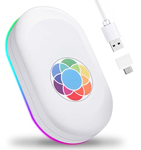 CHOKMAX Mallador de ratón, más Nuevo e indetectable agitador de ratón con Luces RGB conmutables de Color y Puerto USB sin Unidad, Almohadilla giratoria mecánica automática de Movimiento Aleatorio