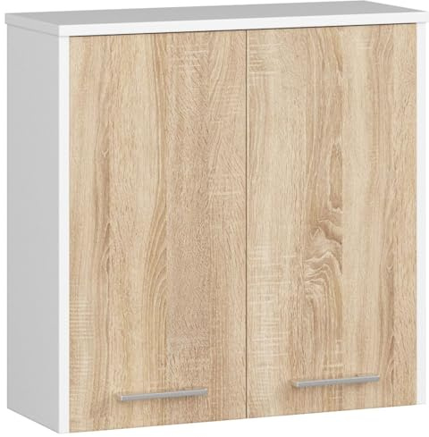 AKORD - Mueble alto para inodoro suspendido | Fino L60 | 2 puertas | Estantería de pared | Cómoda de baño | Armario | Almacenamiento | Inodoro de pared | Armario de cocina | 60 x 60 x 22,5 cm | Peso