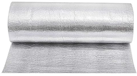 Self-adhesive Radiator Insulation Foil Double Aluminium Bubble Foil Insulation for Multiple DIY Applications Loft, Attic, Garage, Shed, Hutch, Kennel, Campervan, Greenhouse(1mx9m)