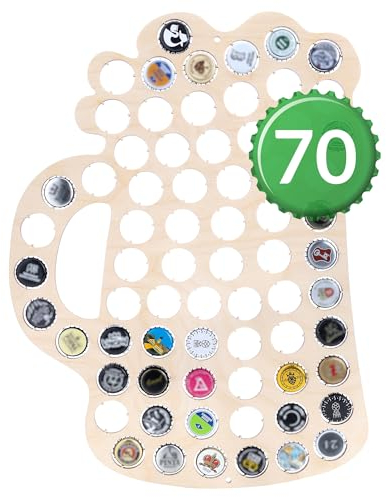 Creative Deco Chope de Bière en Contreplaqué | Support de Collection de 70 Capsules de Bouteilles | 32,5 x 44 x 0,5 cm | Collection Capsules de Bouteilles | en Contreplaqué