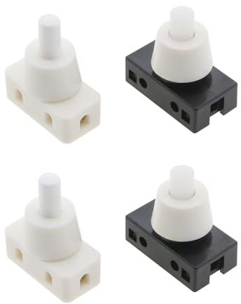 4 Piezas Pulsador Mini 250V 10A Control Encendido/Apagado para Lámpara de escritorio/Luz/Bombilla (2 Blancos+2 Negros)