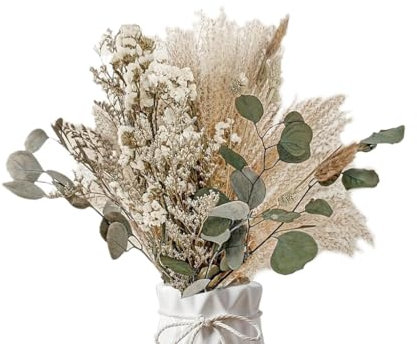 Abiyou 45PCS Erba di Pampa Essiccata Set, Bouquet Fiori Essiccati, Pampa Naturale, Bouquet di Pampas Grass Essiccato, Bouquet di Fiori secchi, Erba della Pampas Decorative, per Matrimoni, Feste, Boho