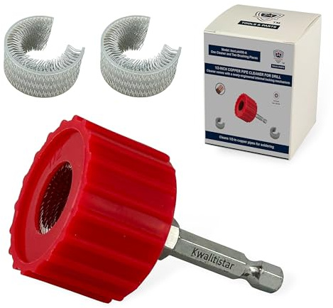 1/2-Inch[3PC] Copper Pipe Cleaner for Power Drill, Model InerLok050-A [1/2” Tube Cleaning Brush & 2 Brushing Pieces] Cleans Copper Pipes for Soldering, w/ Stainless-Steel Wire Bristles & 1/4” Shank