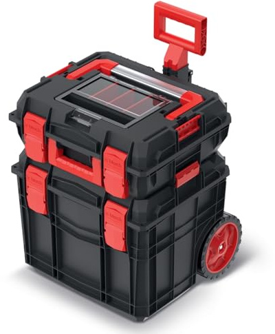 Tough Modular System Mobile Workshop Tool Storage Box Wheels Platform Compact 2 Pieces Set Tool Case With Handle Workshop Garage Organizer