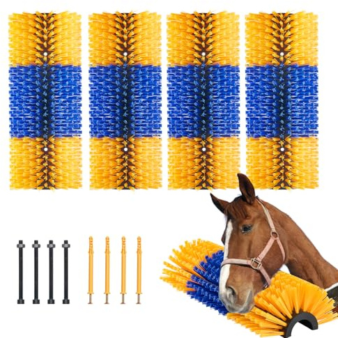 VEVOR 4 Piezas Cepillo Rascador Mediano para Ganado de 43,5 x 19 x 10 cm con 8 Tornillos, Rascado Cepillo para Aliviar la Picazón de la Espalda y Mantener la Limpieza para Caballos, Cerdos, Vacas