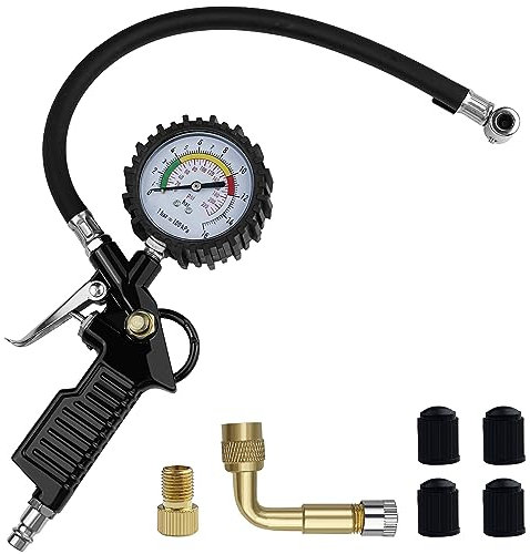 Baxcdyswe Reifendruckprüfer, 220 PSI Luftdruckprüfer, Druckluft Kompressor Zubehör, Reifendruckmesser, Manometer, Reifenfüller, Luftprüfer, Reifendruck Geeicht für Auto, Fahrrad, Motorrad, Lkw uvm.
