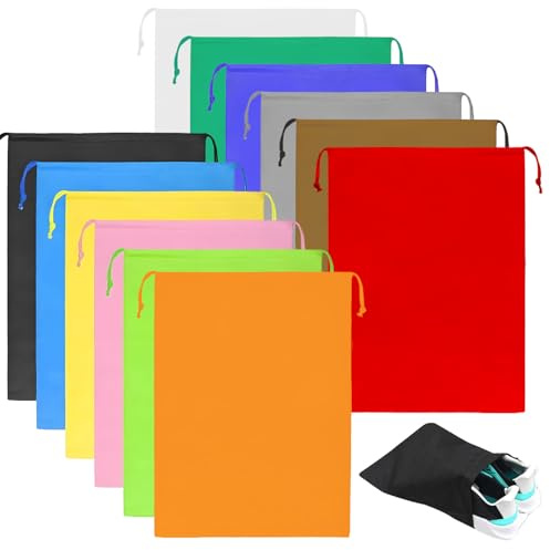 12Pcs Drawstring Shoe Bags, Portable Non-Woven Shoe Packing Clothes Bag, Multifunctional Travel Storage Bags for Toy Shoes Boots High Heel Socks