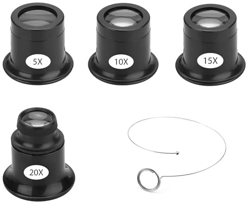 Lupa Monocular, Lupa Relojero, JoyeroLupa, Lupas de Relojero para Reparación, Eye lupas, con Soporte de Alambre, 5X, 10X, 15X, 20X,para Relojes, Joyas, Monedas, Sellos