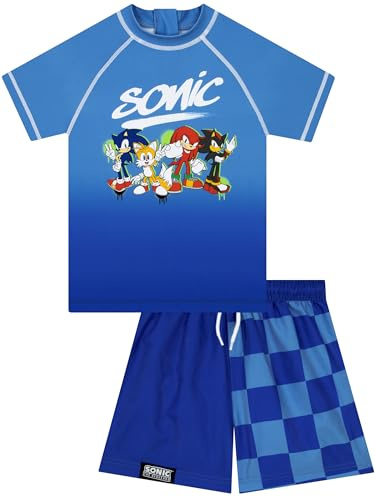 Sonic The Hedgehog Badkläder för Pojkar, Sonic 2-Delat Badset för Barn, Rash Guard och Badshorts
