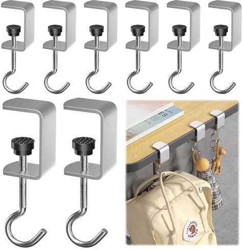 Regerly Crochets De Sac à Main Réglables En Métal Pour Table, 8 Pièces Crochets De Table Réglables En Métal Supports De Sac pour Table Adaptés Au Bureau à l'École & à La Chambre