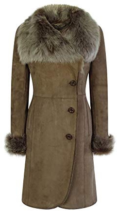 Infinity Leather Ladies Real Sheepskin Jacket Suede Button Tailored Fit 3/4 Long Trench Coat Italian Brown