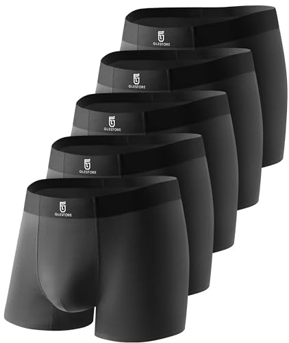 GLESTORE Calecon Homme Lot Boxer Shorty Caleçon Modal sous Vetement Homme Microfibre 5 Noir XL