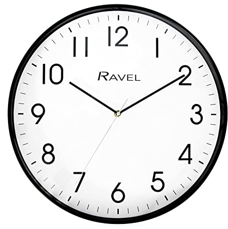 Ravel – modern 40 cm kontors- och köksväggklocka – analog kvarts – RWC.40.3 – svart