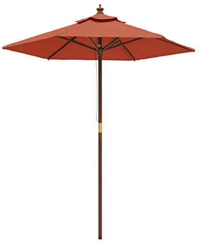 vidaXL Ombrellone da Giardino con Palo in Legno Terracotta 196x231 cm, ombrellone con palo Legno, Parasole da Giardino, ombrellone da Esterno