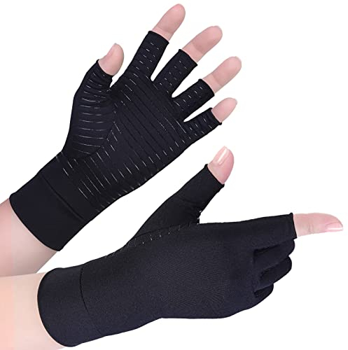 AovYoo Gants pour Arthrose Cuivre, Gant de Compression Main Rhumatismals, Gants Anti-Arthrite, Tendinite Poignete, Soulagement des Douleurs RSI, Syndrome du Canal Carpien,Protege Main (XL)