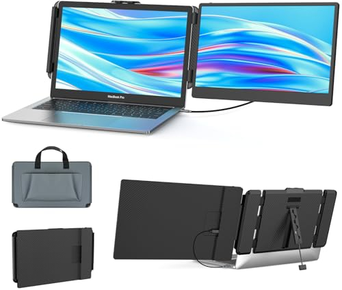 SMISEACOW Tragbarer Monitor für Laptop, 14 Zoll FHD 1080P IPS Portable Monitor Display, Laptop Bildschirm Erweiterung für 13-17.3 Laptop/Handy/PC/Xbox/PS/Switch/MacBook