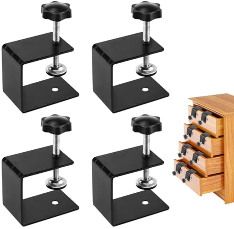 4 Piezas Abrazadera C, Abrazaderas de Carpintería de Acero Inoxidable, Abrazaderas de instalación Frontal de cajón, Herramientas de Cajón